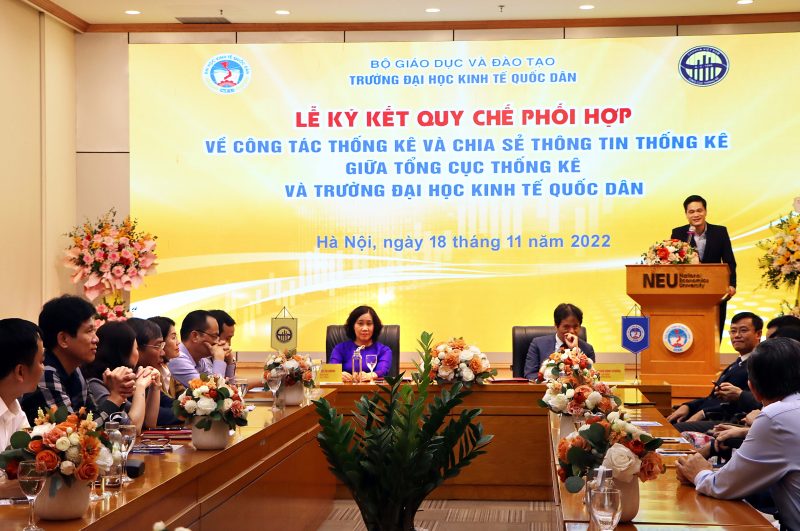 Lễ ký kết quy chế phối hợp công tác thống kê và chia sẻ thông tin thống kê giữa Đại học Kinh tế quốc dân và Tổng cục Thống kê